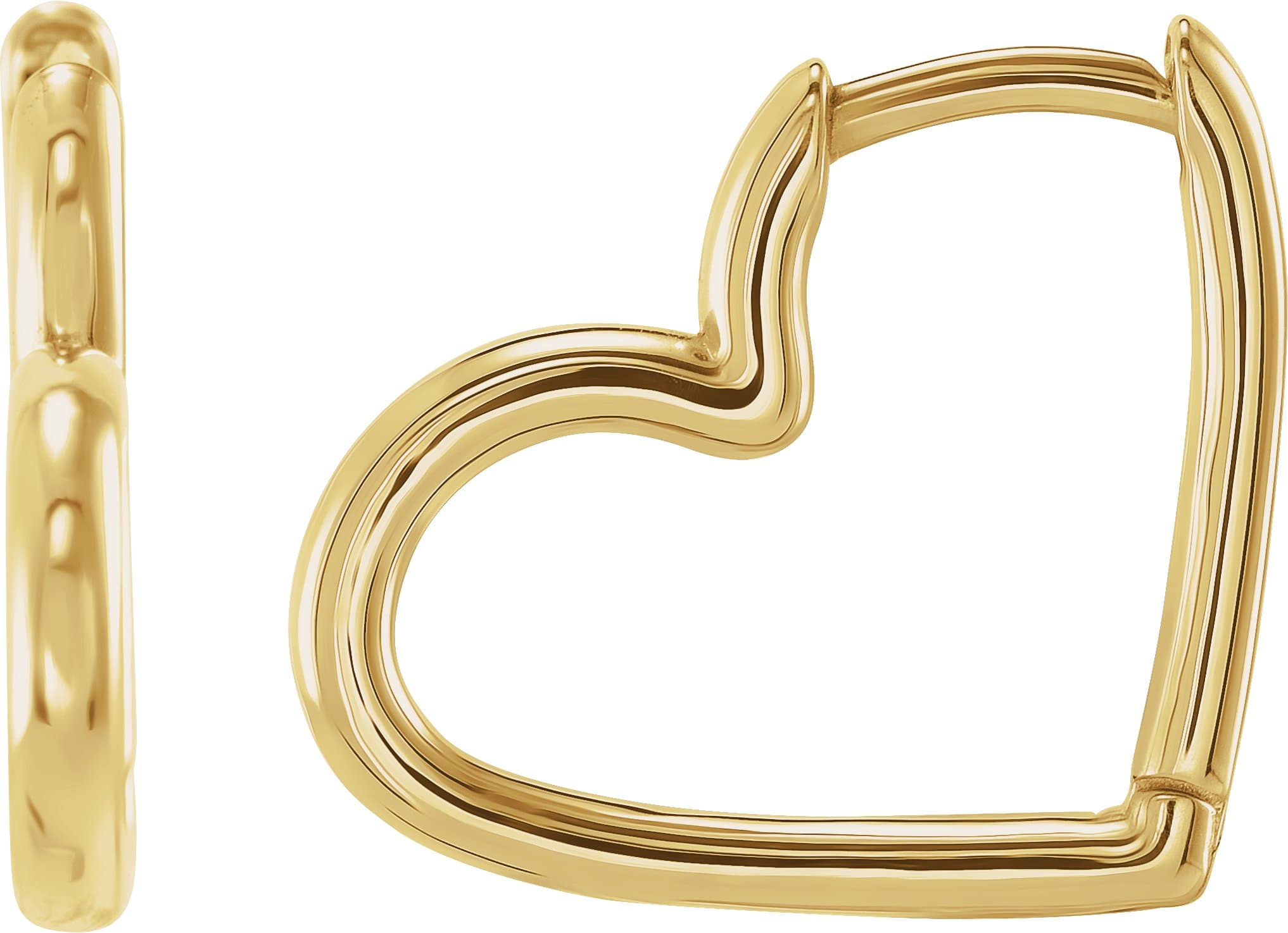 14K Rose Hinged 15 mm Heart Huggie Hoop Earring