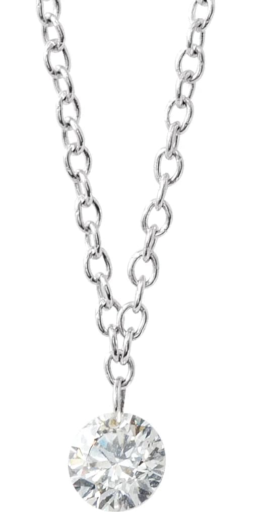 Solitaire Necklace in 14K White Gold, view 3