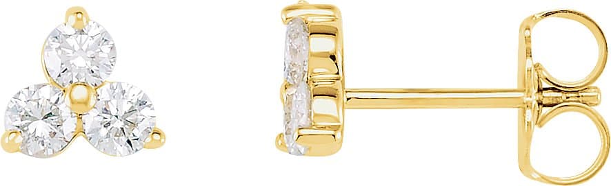 14K White 1 CTW Natural Diamond Three-Stone Stud Earrings