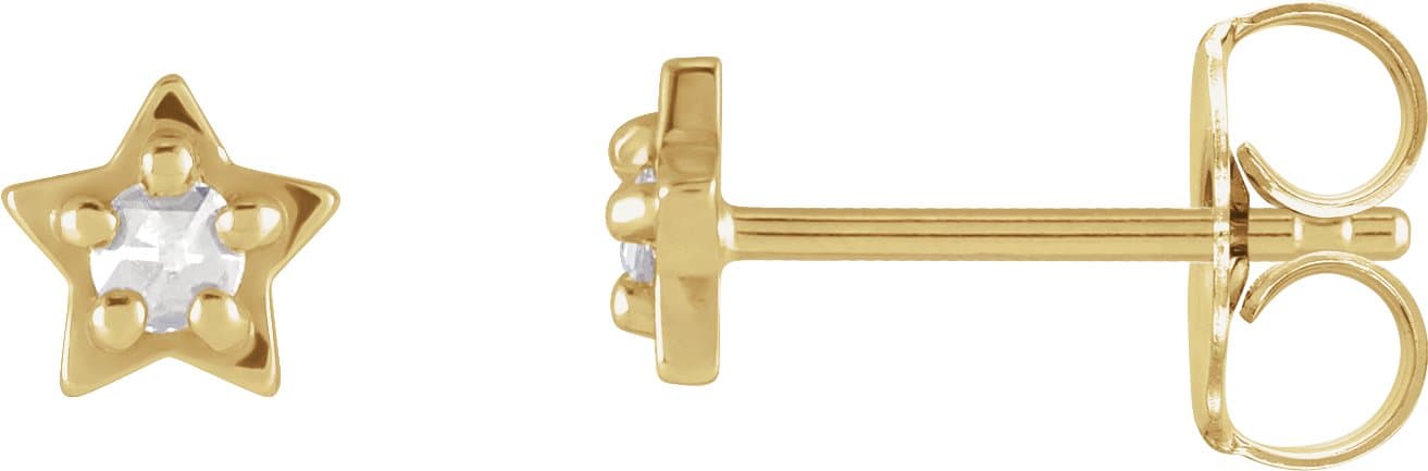 14K Rose .05 CTW Rose-Cut Natural Diamond Petite Star Earrings