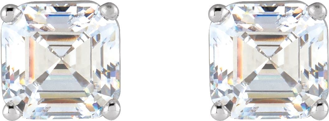 Asscher 4-Prong Stud Earrings view 2