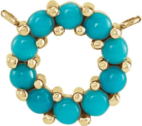 14K Rose Natural Turquoise Circle Cabochon 18 Necklace
