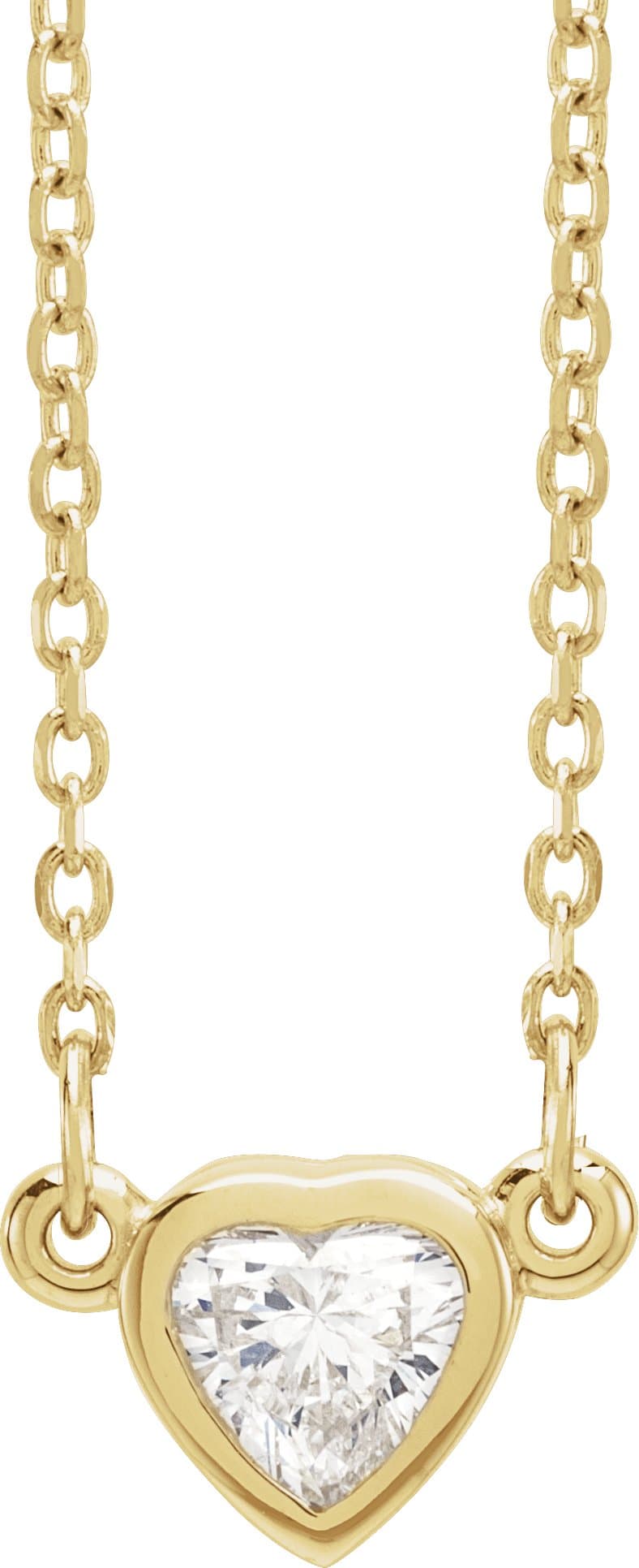 14K Yellow 1/4 CT Natural Diamond Heart 16-18 Necklace