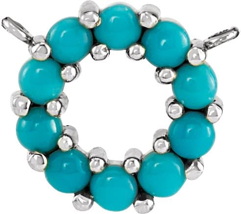14K Rose Natural Turquoise Circle Cabochon 18 Necklace