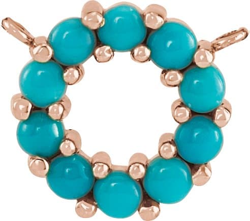 14K Rose Natural Turquoise Circle Cabochon 18 Necklace