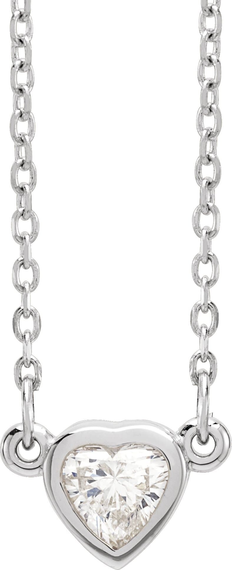 14K Yellow 1/4 CT Natural Diamond Heart 16-18 Necklace