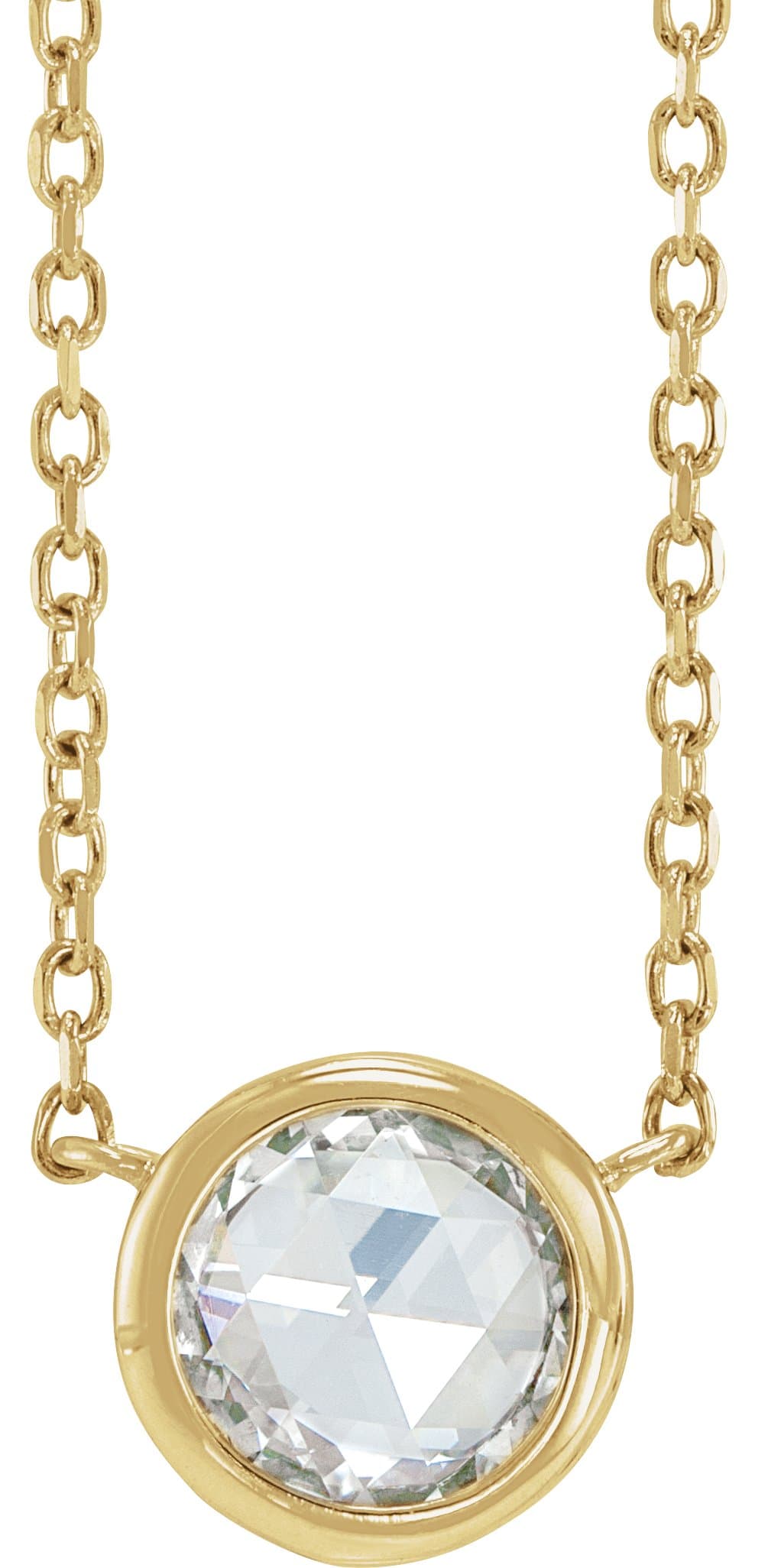 14K Rose .03 CT Rose-Cut Natural Diamond Bezel-Set 18 Necklace