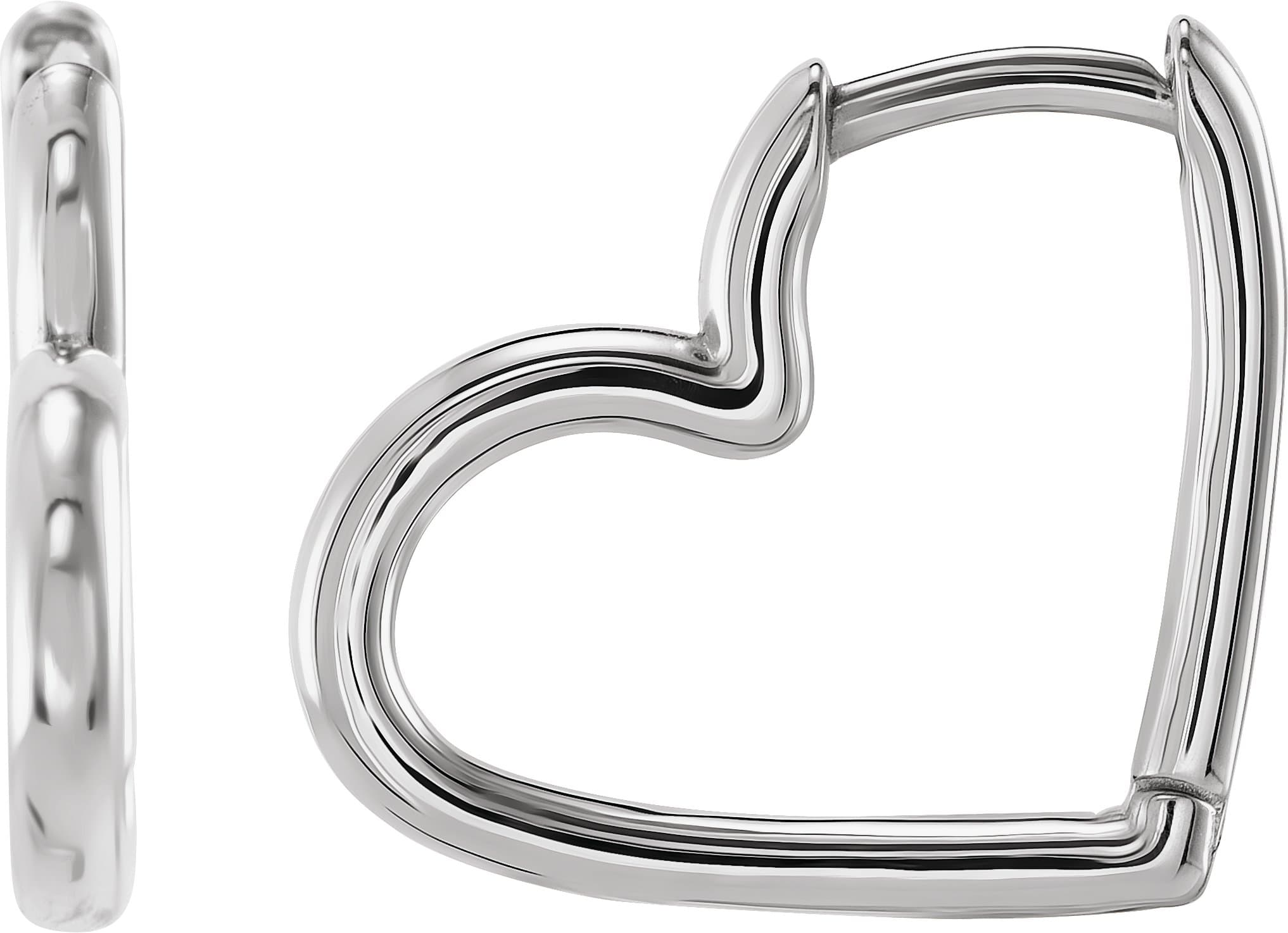 14K Rose Hinged 15 mm Heart Huggie Hoop Earring