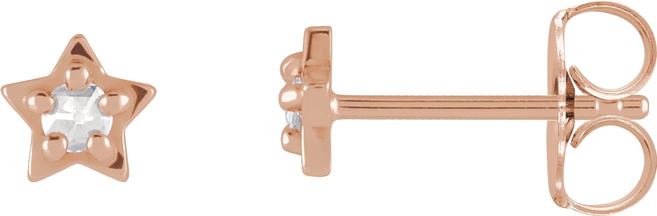 14K Rose .05 CTW Rose-Cut Natural Diamond Petite Star Earrings