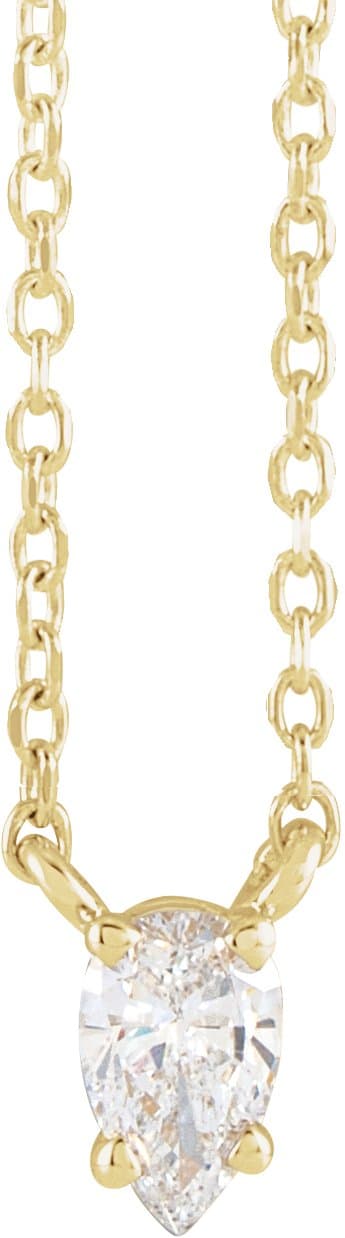 14K Rose 1/3 CT Natural Diamond Solitaire 16-18 Necklace