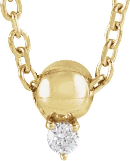 14K Rose .06 CT Natural Diamond Bead 16-18 Necklace