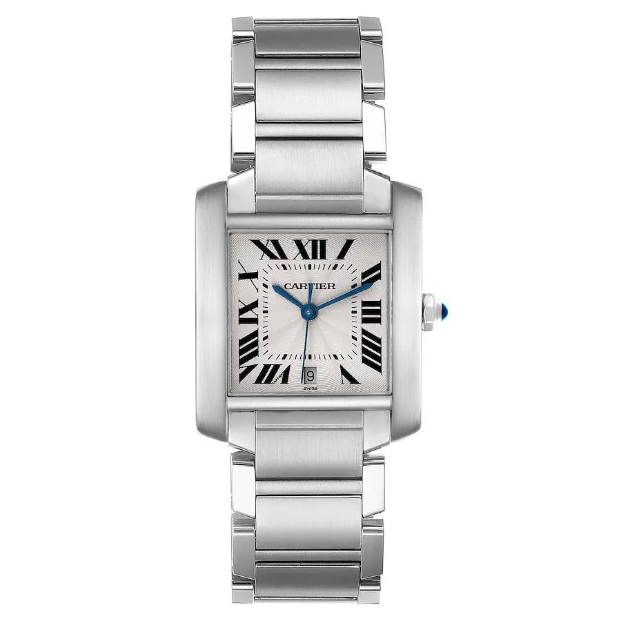 A pre-owned Cartier Tank Francaise Large watch, reference 2302, Cartier Tank Francaise LargeWhite Roman dial