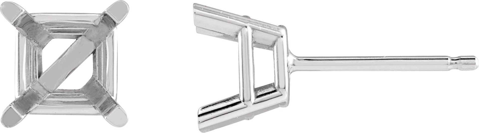 Square 4-Prong Lightweight Stud Earrings 