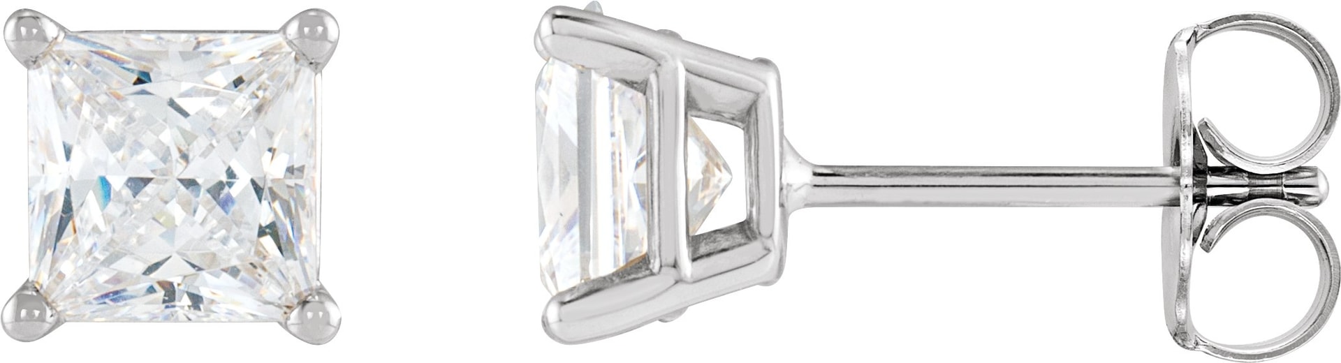Square 4-Prong Lightweight Stud Earrings