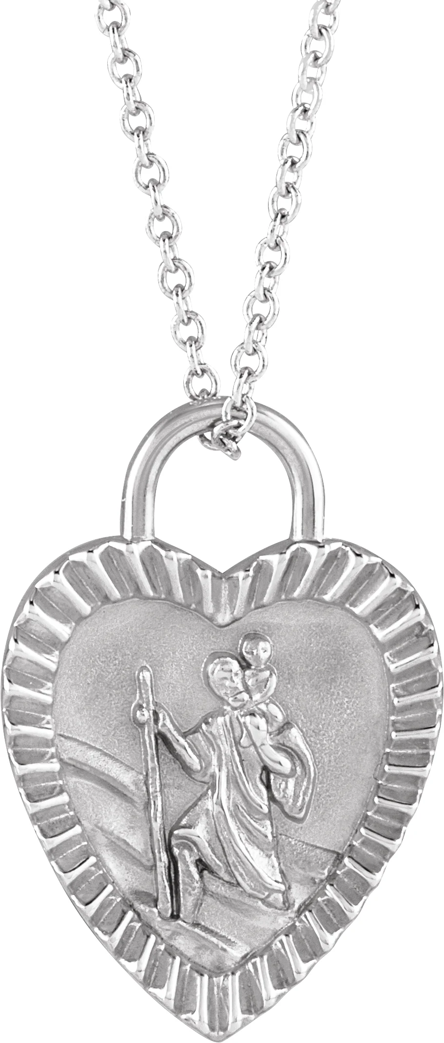 St. Christopher Heart Medal Necklace
