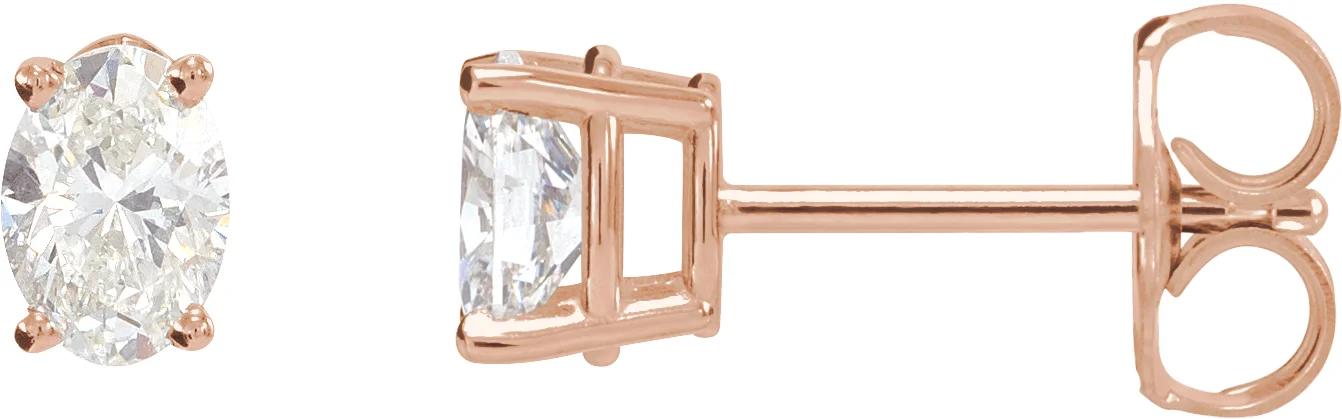 Oval 4-Prong Lightweight Stud Earrings