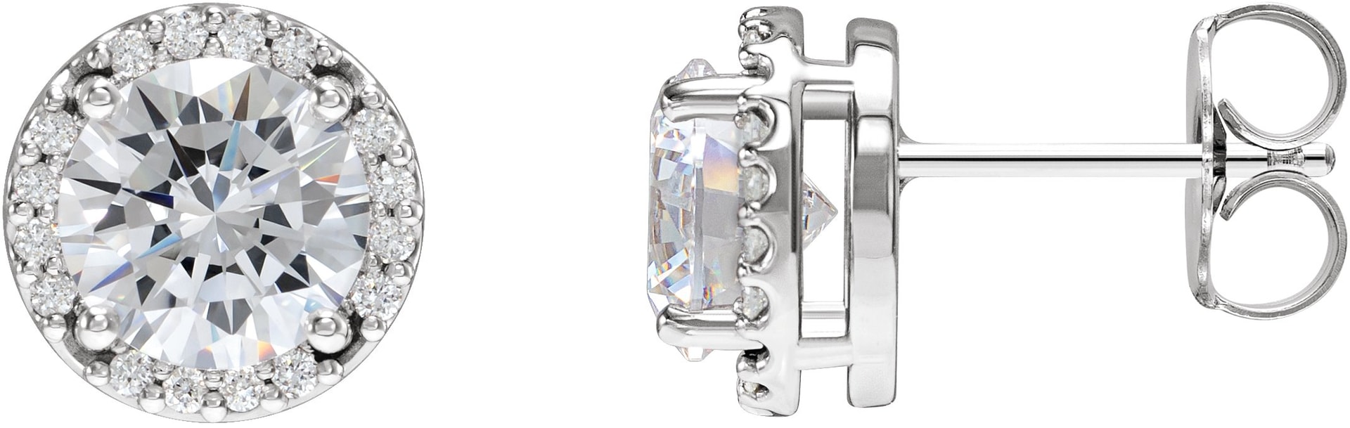 Round Halo-Style Low Stud Earrings