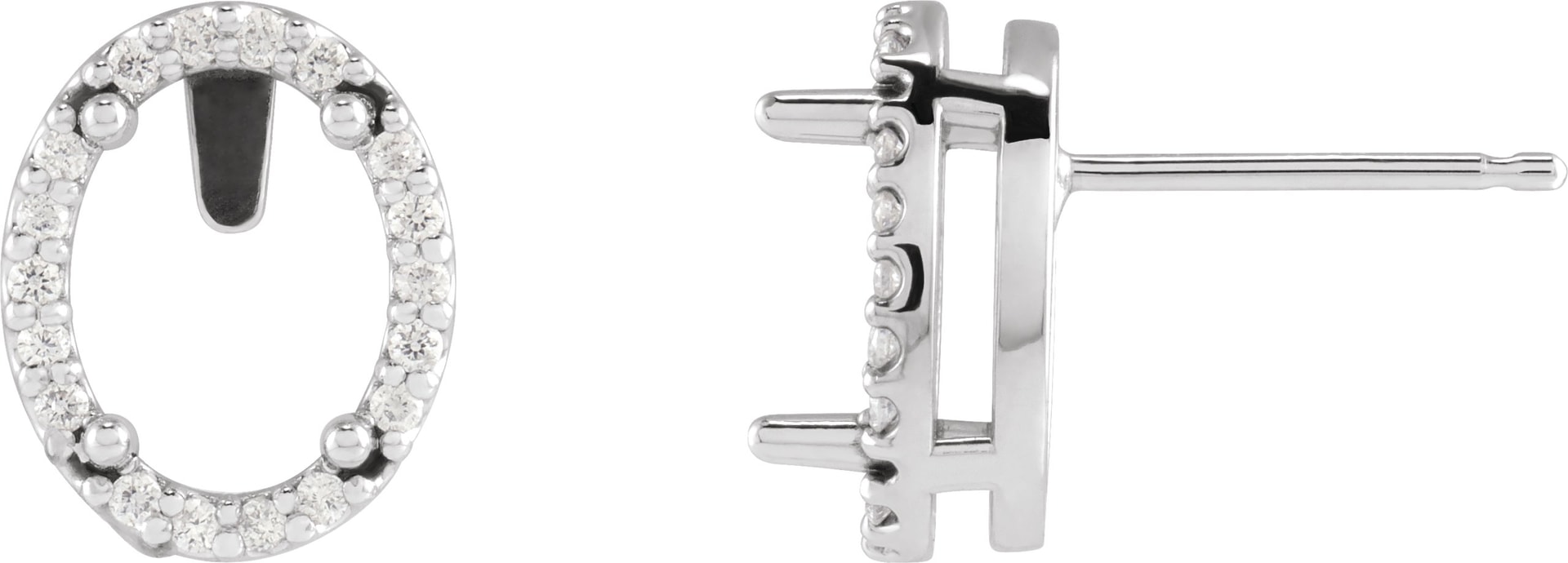Oval 4-Prong Halo-Style Low Stud Earring