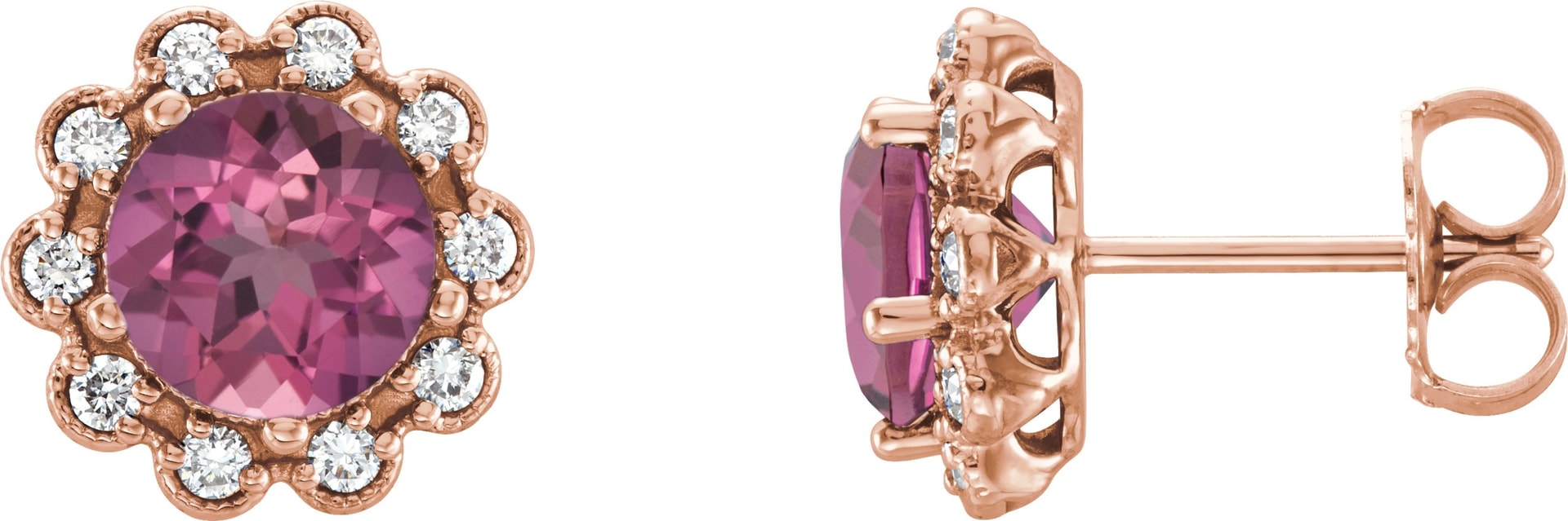 Round 4-Prong Halo-Style Earrings