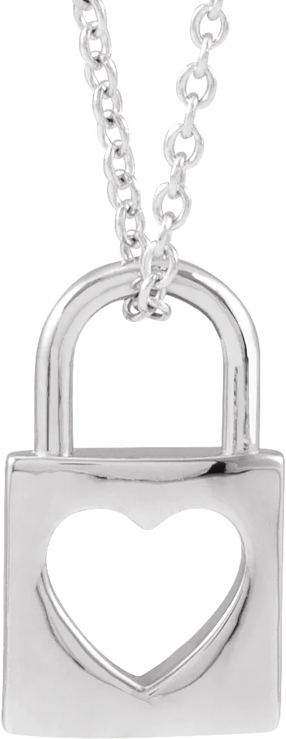 Pierced Heart Lock Necklace