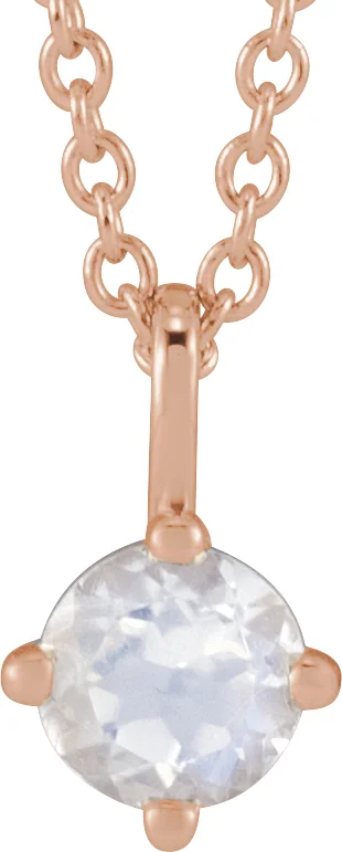 Natural Diamond Solitaire Necklace in 14K Rose Gold