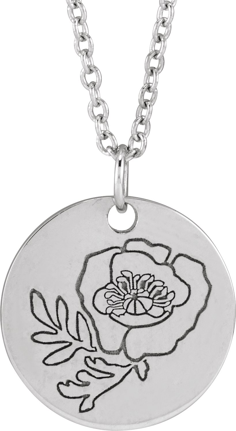 Birth Flower Necklace or Pendant