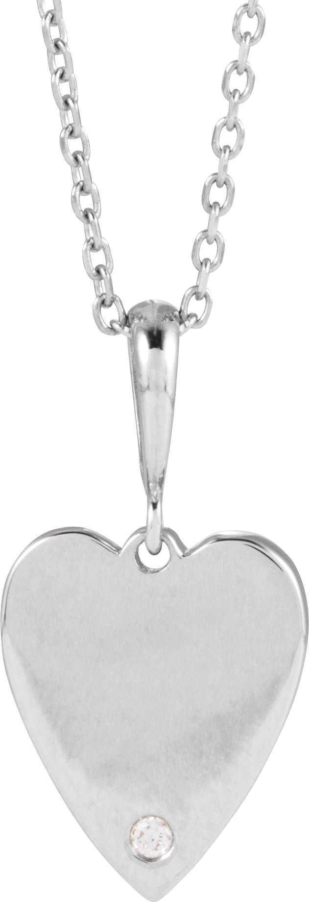 Engravable Accented Heart Necklace or Pendant