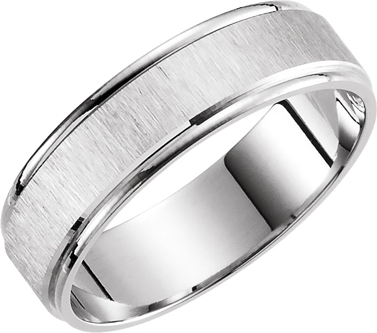 Grooved Lightweight Comfort-Fit Flat Band with Satin Finish