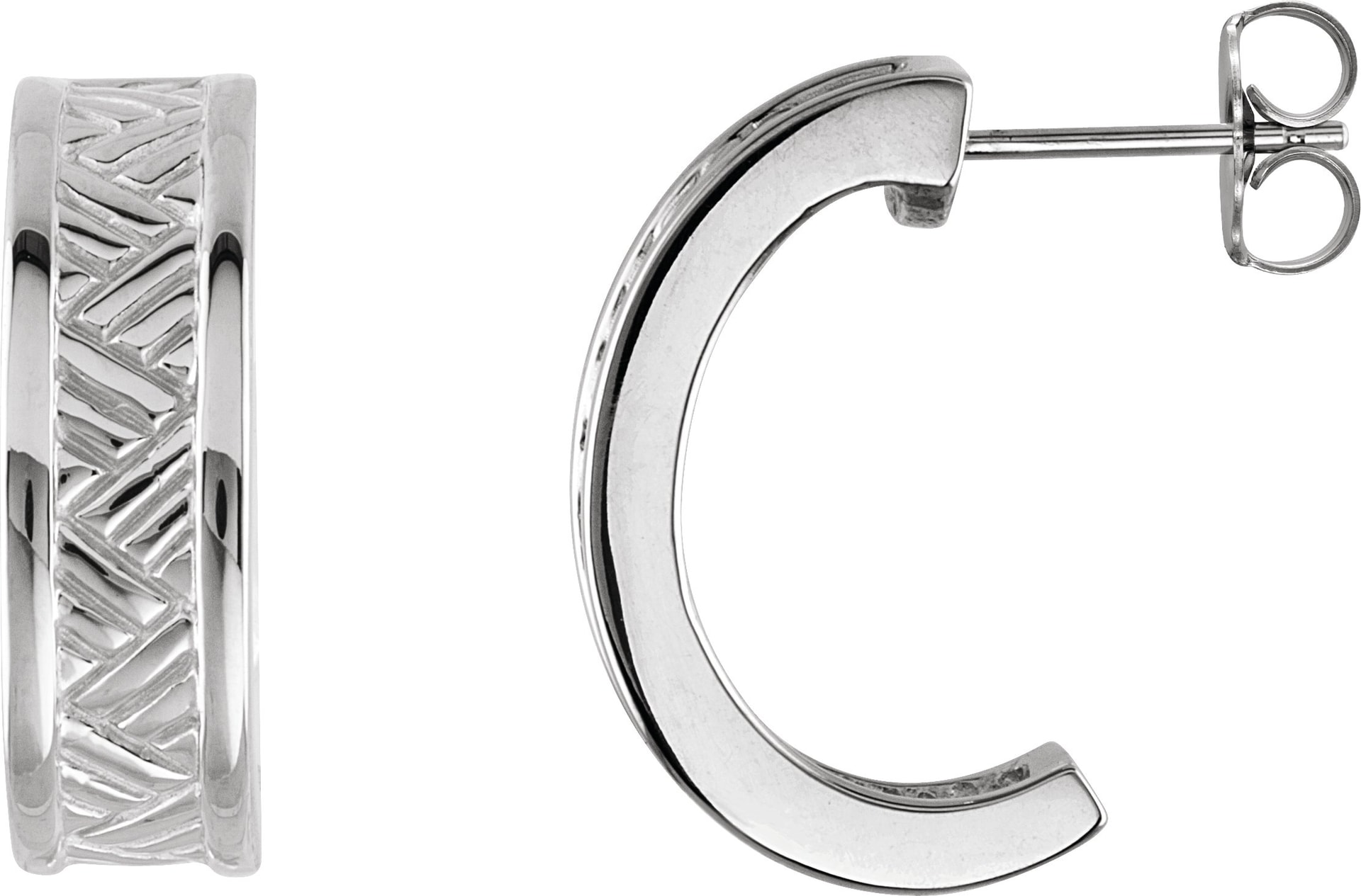 Patterned J-Hoop Earrings