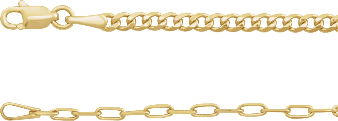 2.7 mm Curb & Paperclip-Style Chain