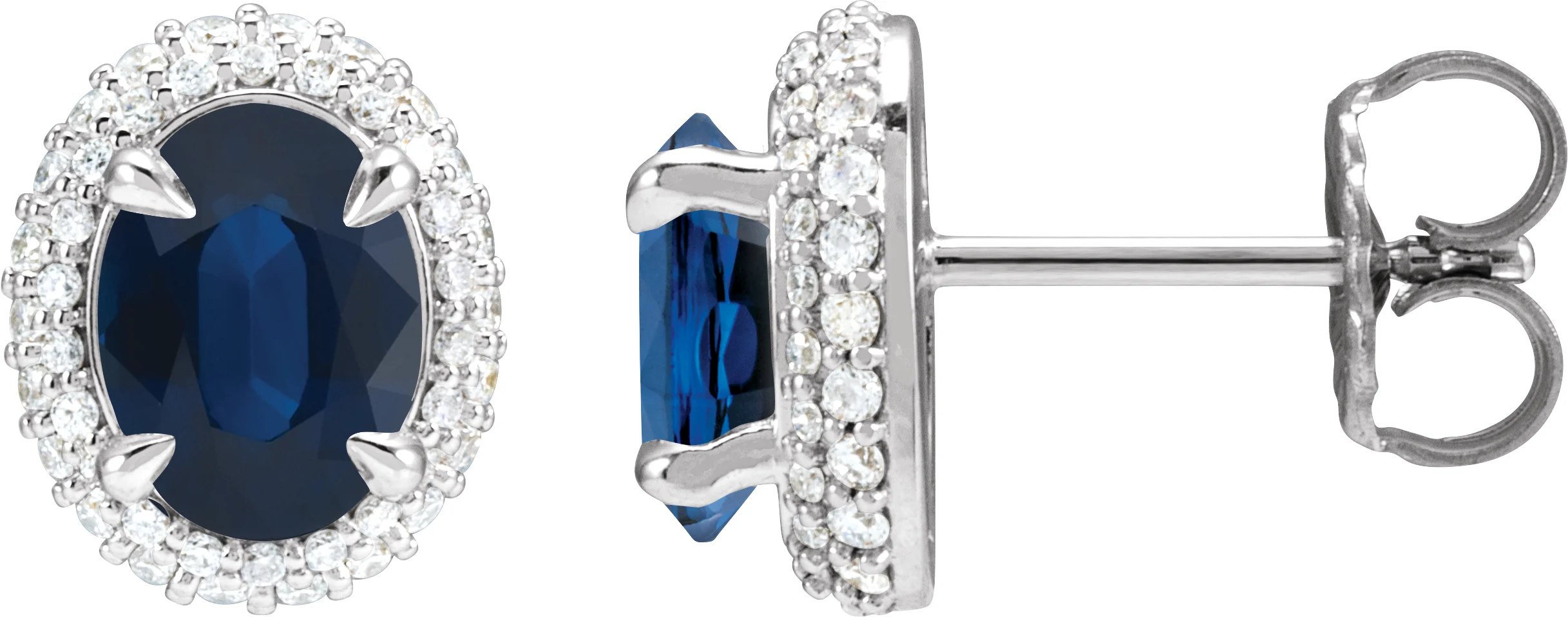 Oval 4-Claw Prong Pre-Notched Halo-Style Earrings