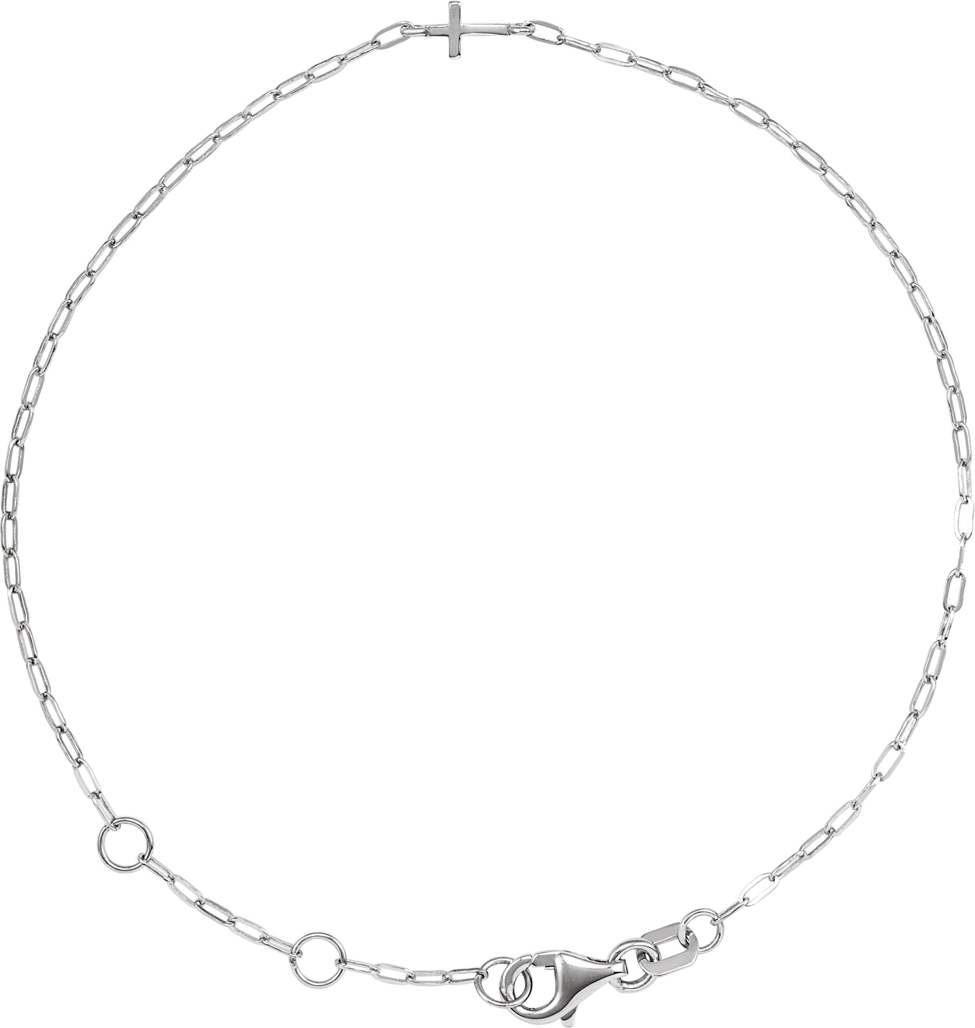 Sideways Cross Paperclip-Style Chain Bracelet