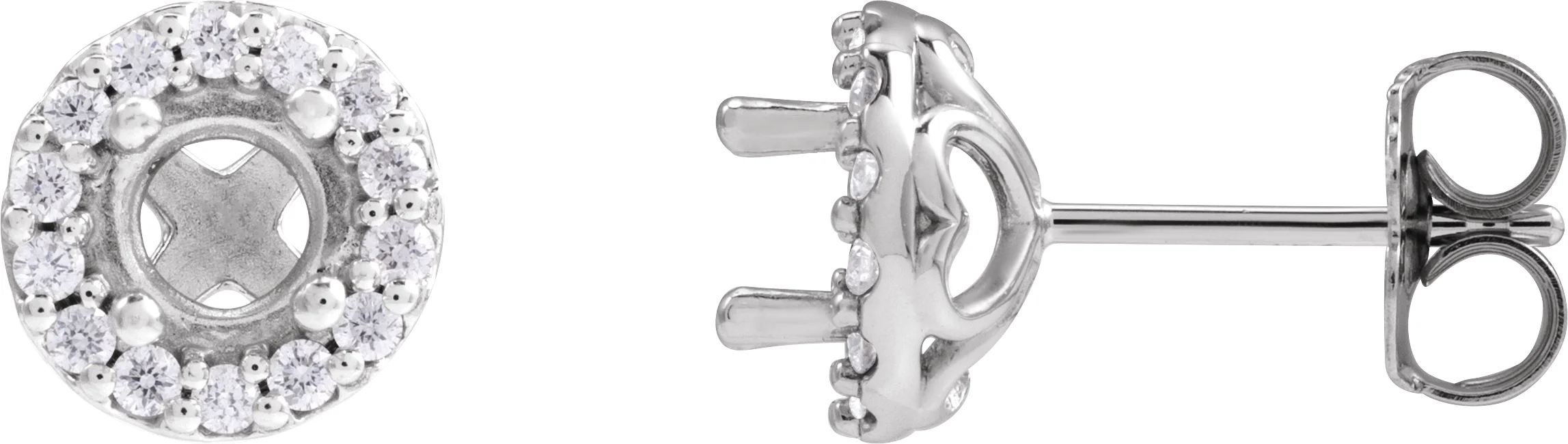 Round 4-Prong Halo-Style Earrings