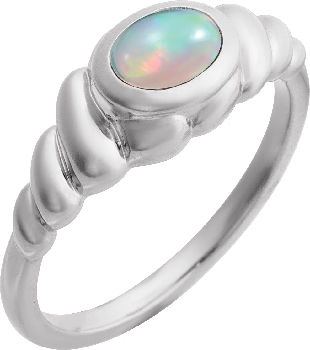 Bezel-Set Puffed Cabochon Ring