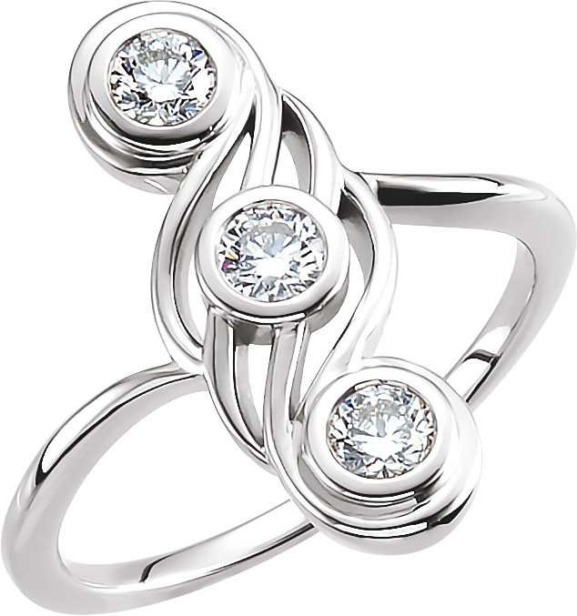 Three-Stone Bezel-Set Ring