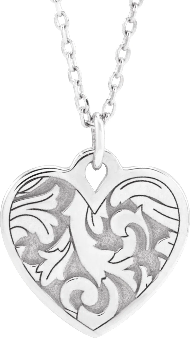 Engravable Floral Heart Necklace