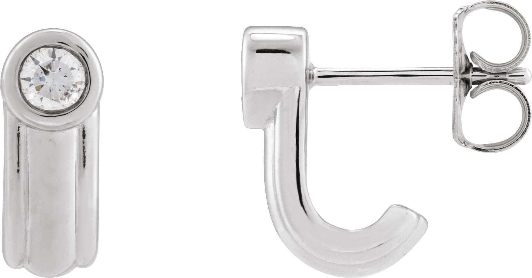 Solitaire J-Hoop Earrings