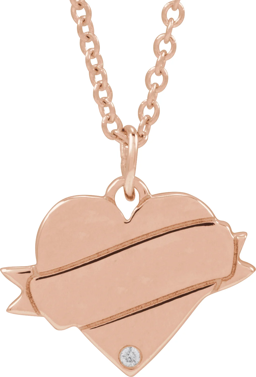 Engravable Accented Heart Necklace