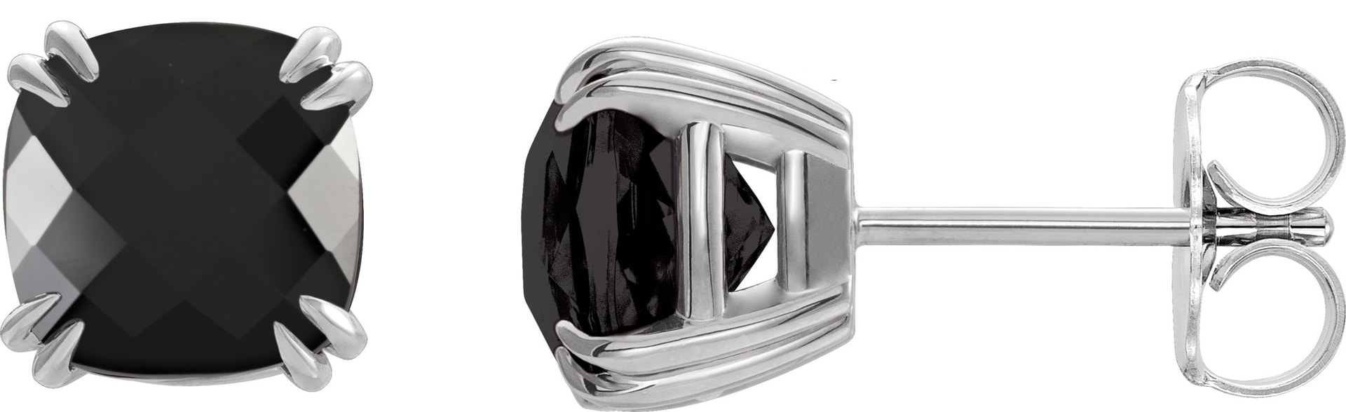 Cushion Double Claw-Prong Stud Earrings