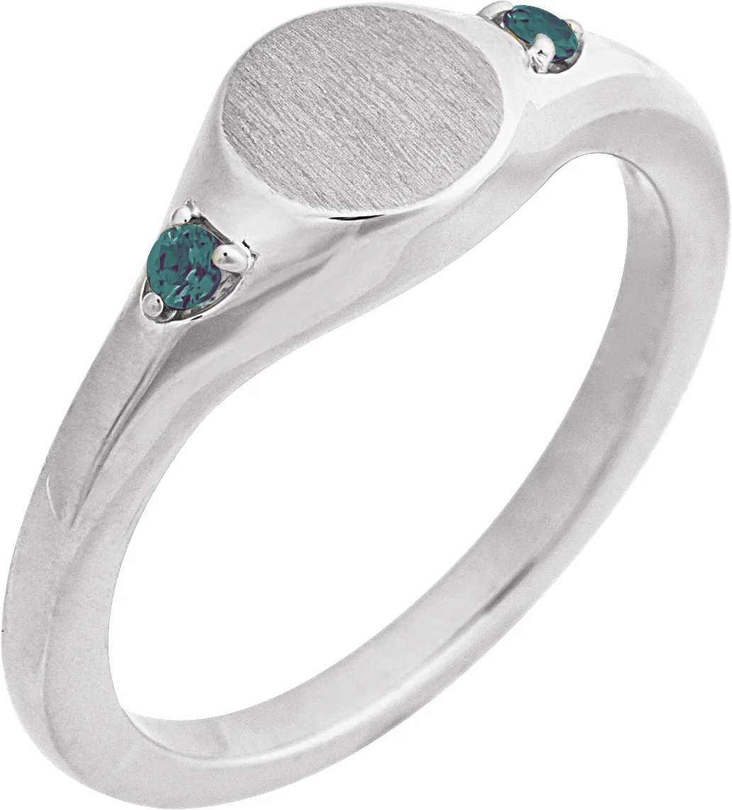 Engravable Accented Signet Ring
