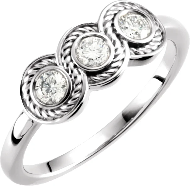 Three-Stone Bezel-Set Ring