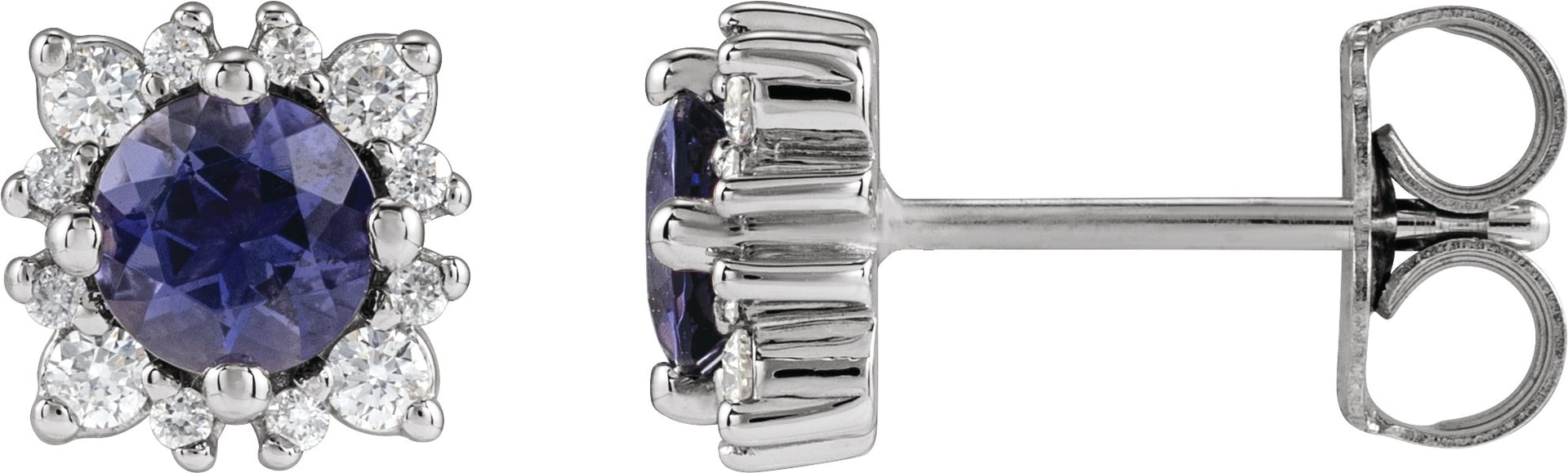 Round 4-Prong Halo-Style Earrings