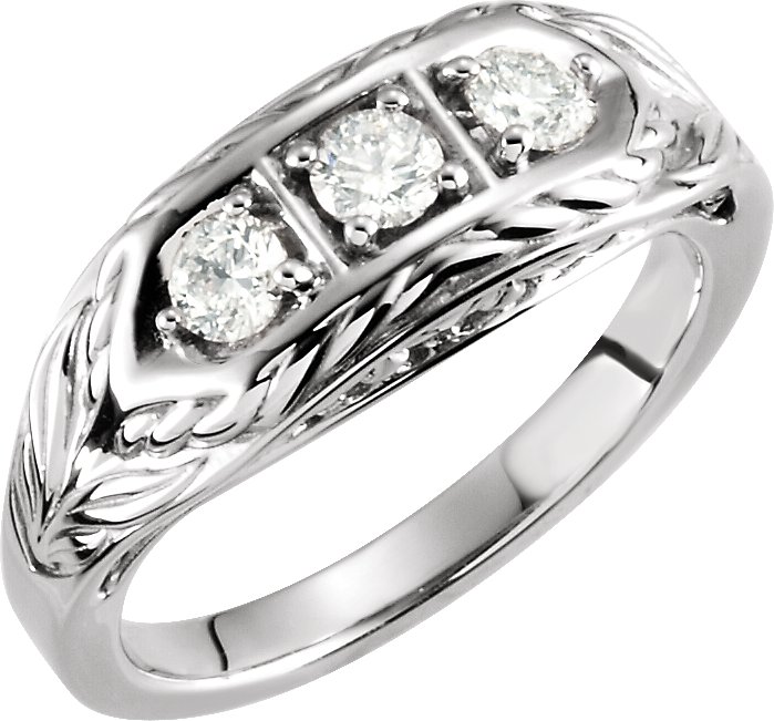 Three-Stone Leaf Ring