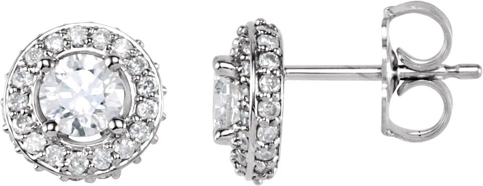Round 4-Prong Halo-Style Earrings