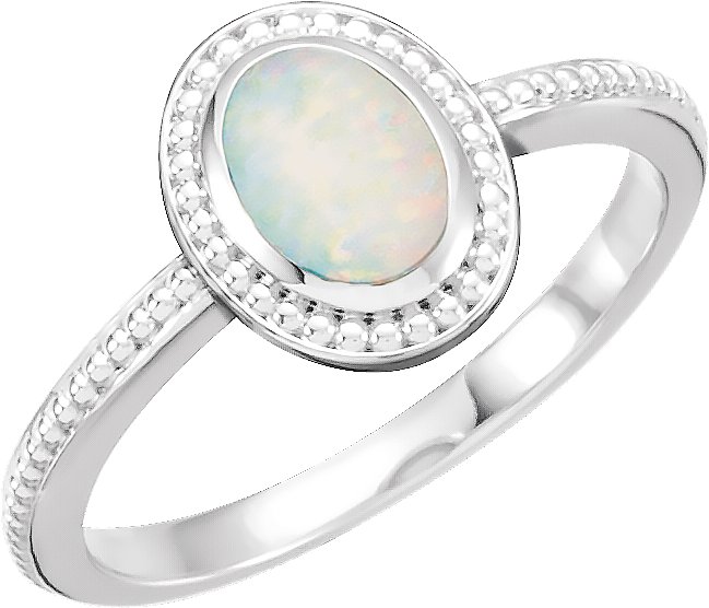 Beaded Cabochon Ring