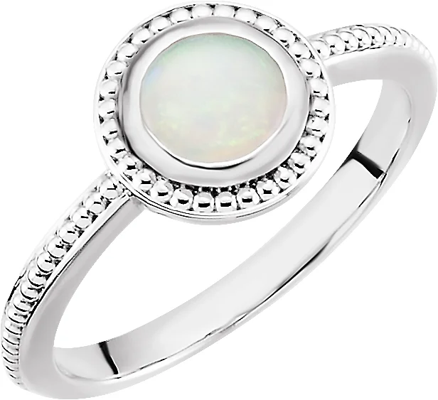 Beaded Cabochon Ring