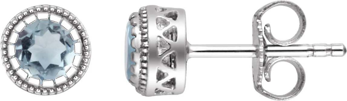 Milgrain Bezel-Set Birthstone Stud Earrings
