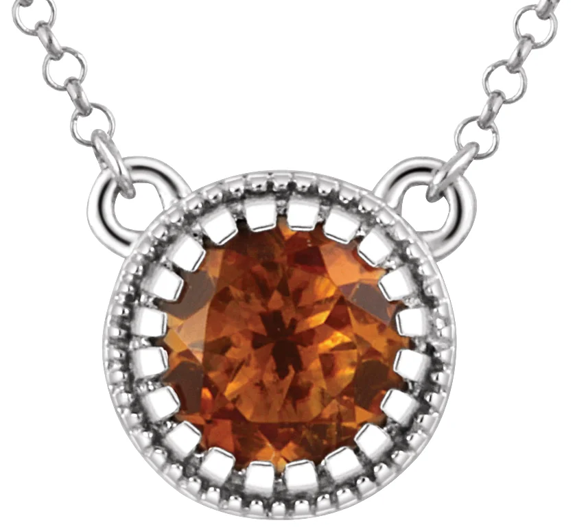 Milgrain Bezel-Set Birthstone Necklace