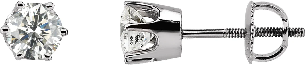 Round 6-Prong Stud Earrings