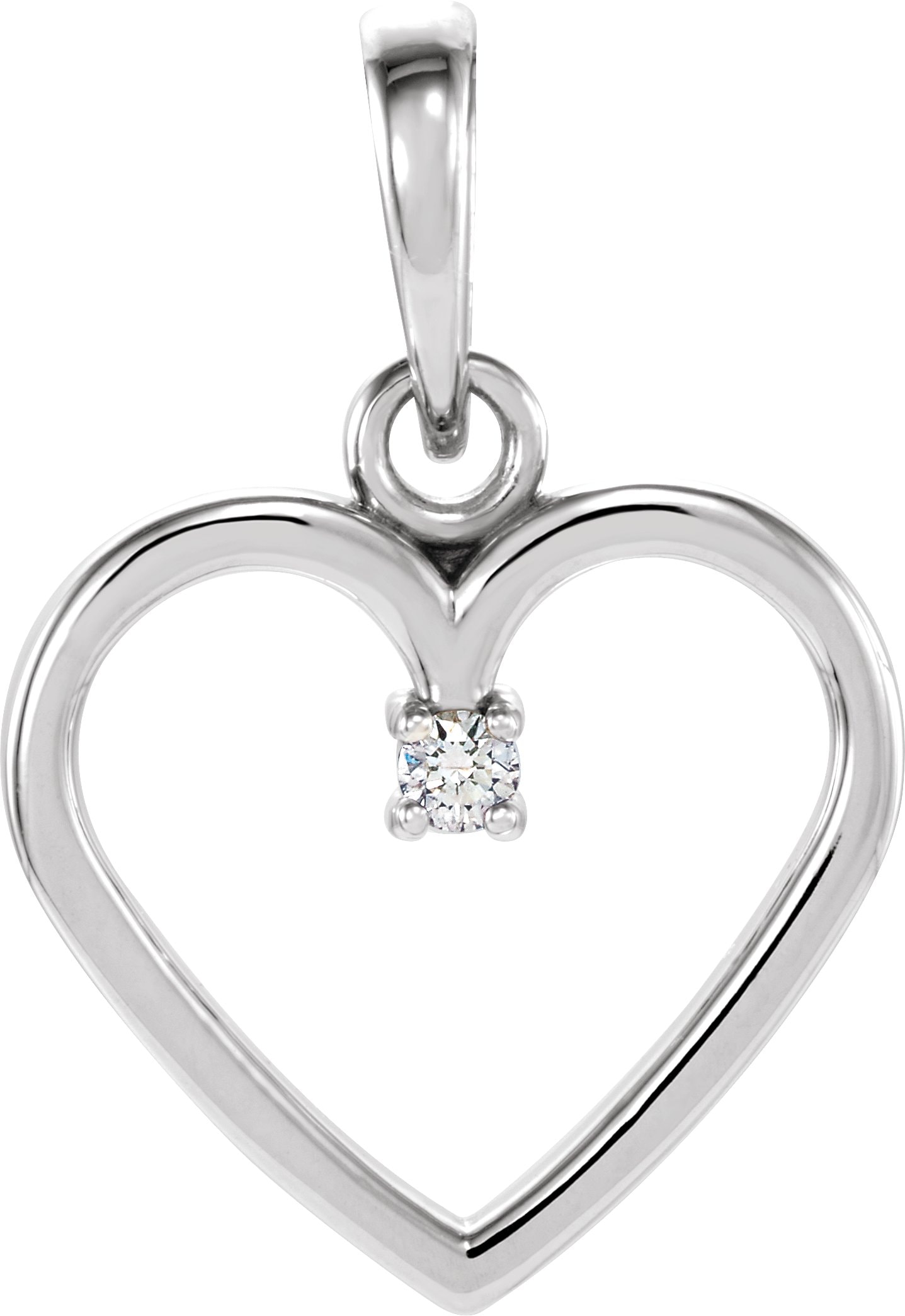 14K White .02 CTW Natural Diamond Heart Pendant